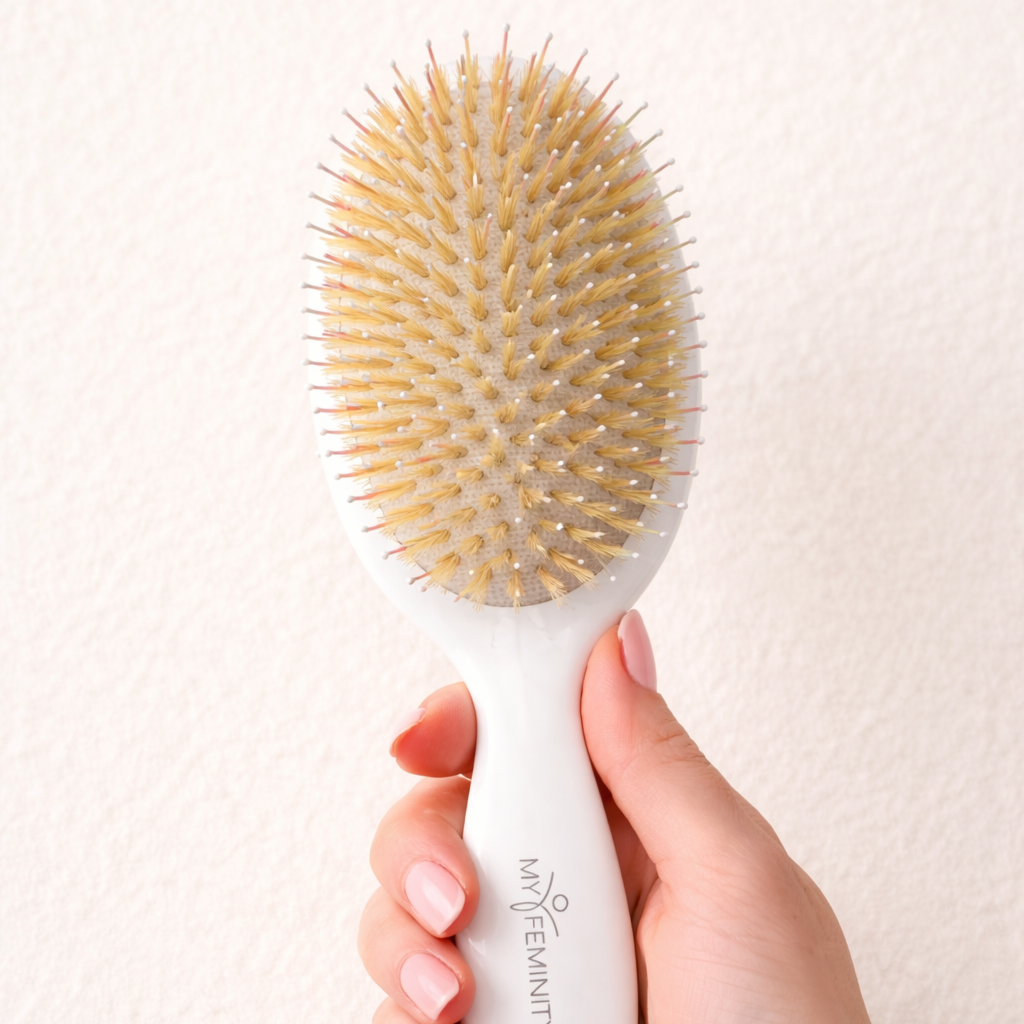 Kartáč na vlasy s přírodními štětinami BÍLÝ boar type